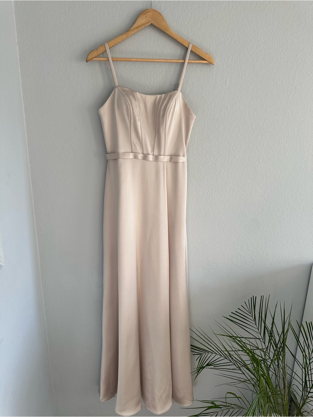Champagne Satin Corset Maxi Formal Dress Size 2